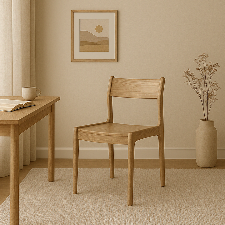 Traditional Ergonomic Curved Backrest Chair - North American Ash Wood Dining Chair For Dining Room
