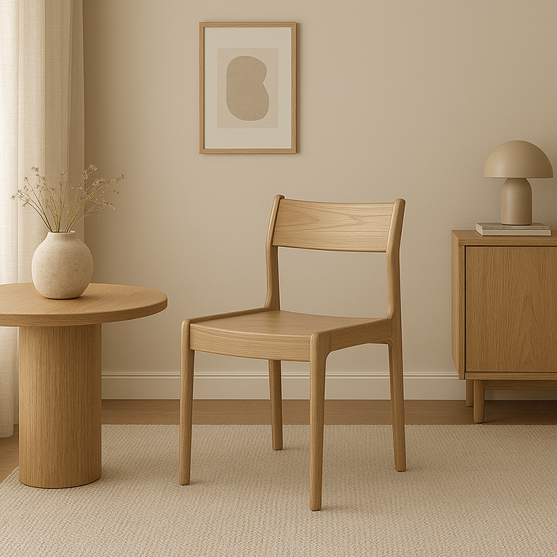Traditional Ergonomic Curved Backrest Chair - North American Ash Wood Dining Chair For Dining Room