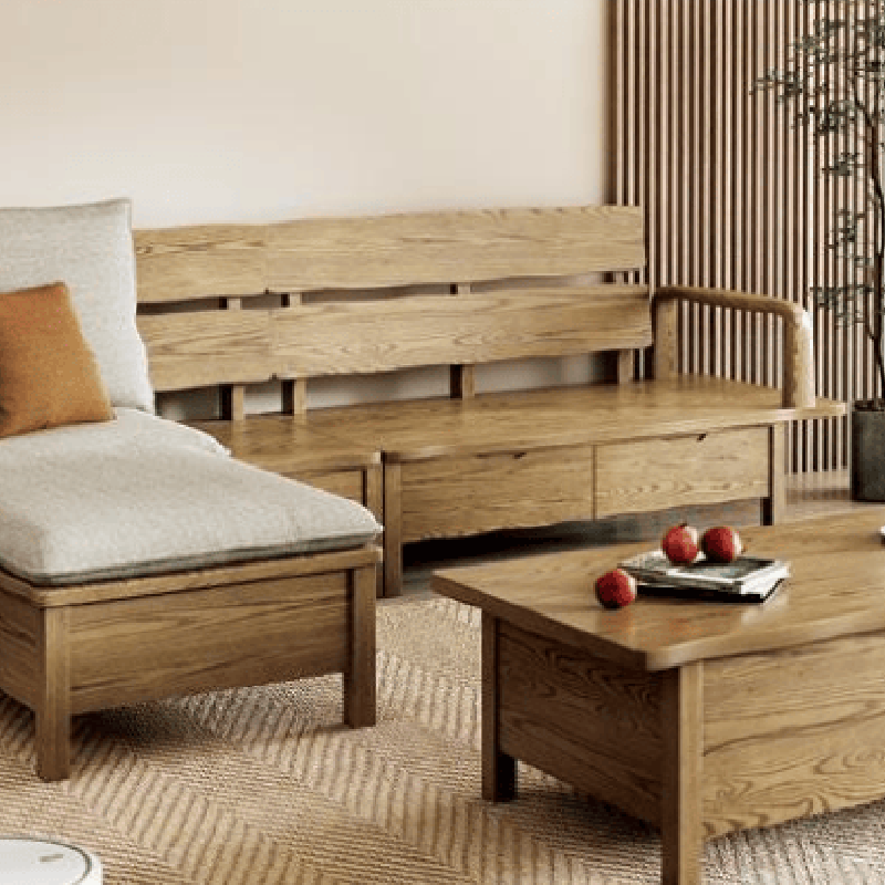 Traditional Sectional Sofa With Hidden Storage - North American Ash Wood Accent Chair For Living Room