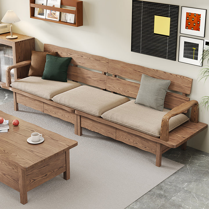 Traditional Sectional Sofa With Hidden Storage - North American Ash Wood Accent Chair For Living Room
