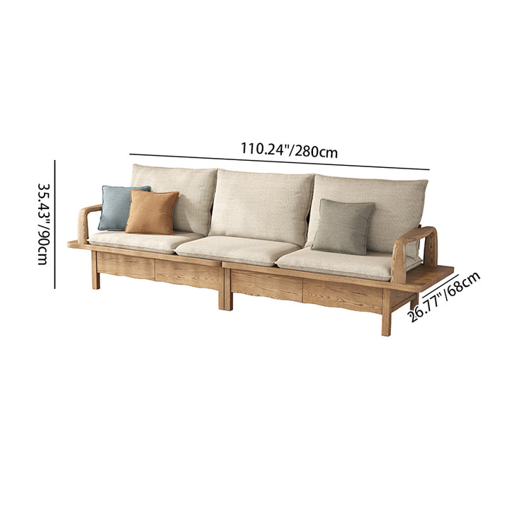 Traditional Sectional Sofa With Hidden Storage - North American Ash Wood Accent Chair For Living Room