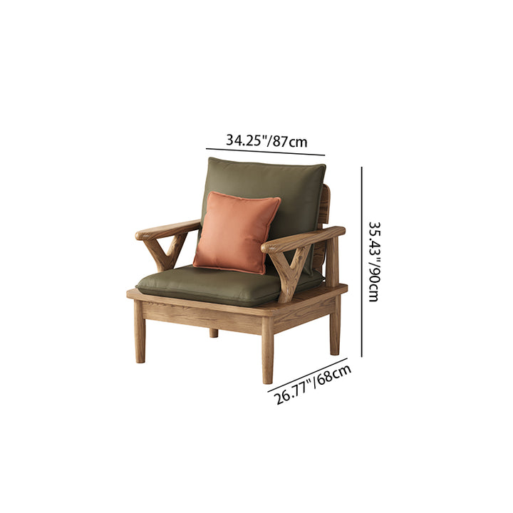 Traditional North American Ash Wood Sofa - Soft High-Resilience Cushions Accent Chair For Living Room