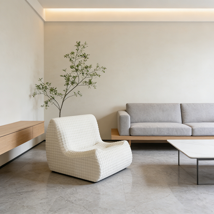 Canapé compact en tissu et éponge au style minimaliste moderne - fauteuil de salon gain de place pour le salon 