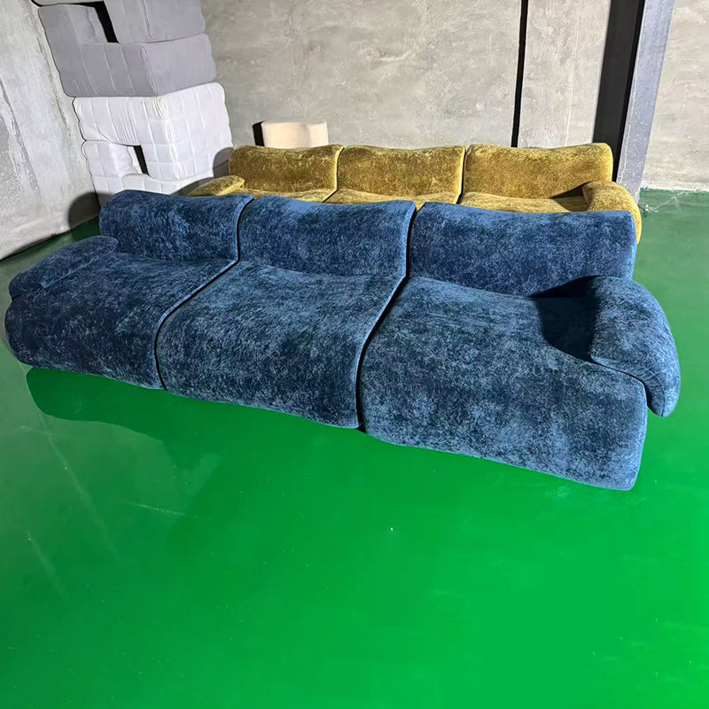 Contemporary Nordic Modular Fabric Compressed Sofa - Rounded 3-Section Accent Chair For Living Room