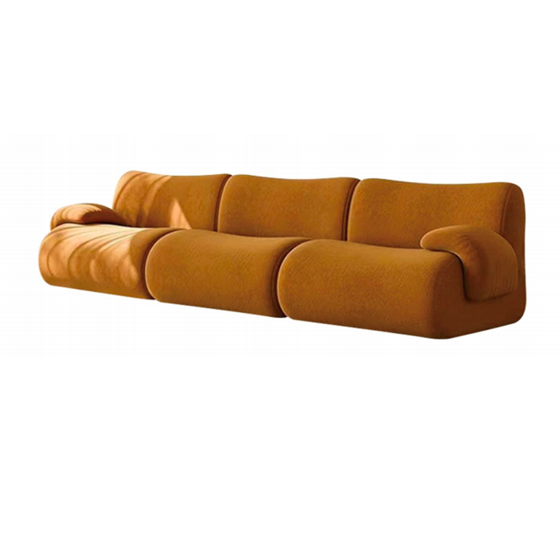 Contemporary Nordic Modular Fabric Compressed Sofa - Rounded 3-Section Accent Chair For Living Room
