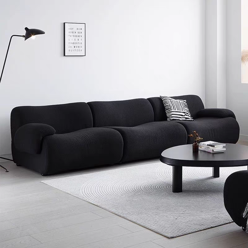 Contemporary Nordic Modular Fabric Compressed Sofa - Rounded 3-Section Accent Chair For Living Room