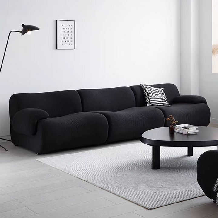 Canapé compressé modulaire en tissu nordique contemporain - fauteuil d’accent arrondi en 3 sections pour salon 