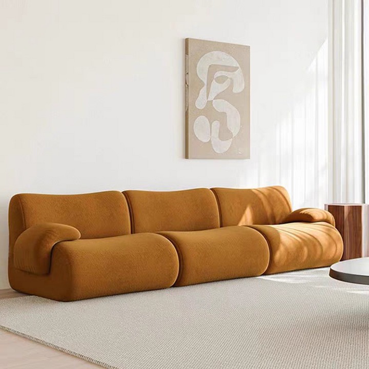 Canapé compressé modulaire en tissu nordique contemporain - fauteuil d’accent arrondi en 3 sections pour salon 