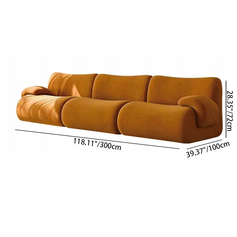 Contemporary Nordic Modular Fabric Compressed Sofa - Rounded 3-Section Accent Chair For Living Room