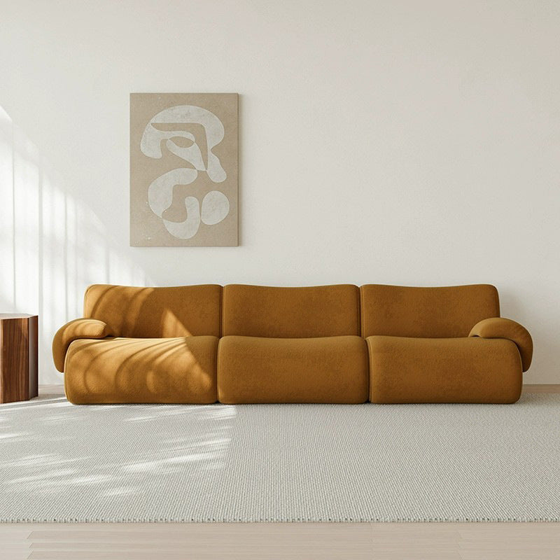 Contemporary Nordic Modular Fabric Compressed Sofa - Rounded 3-Section Accent Chair For Living Room