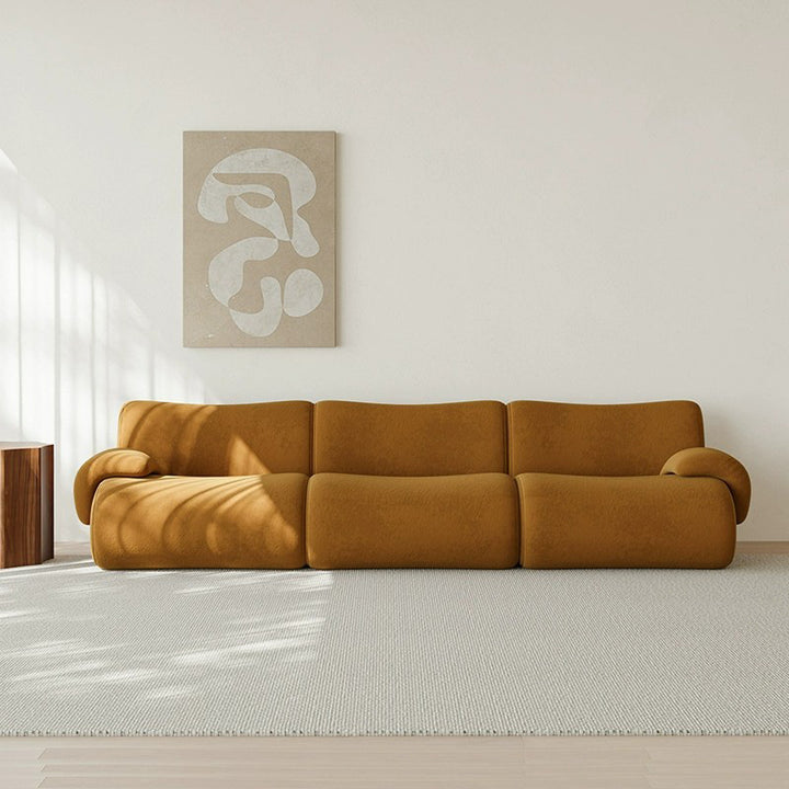 Contemporary Nordic Modular Fabric Compressed Sofa - Rounded 3-Section Accent Chair For Living Room
