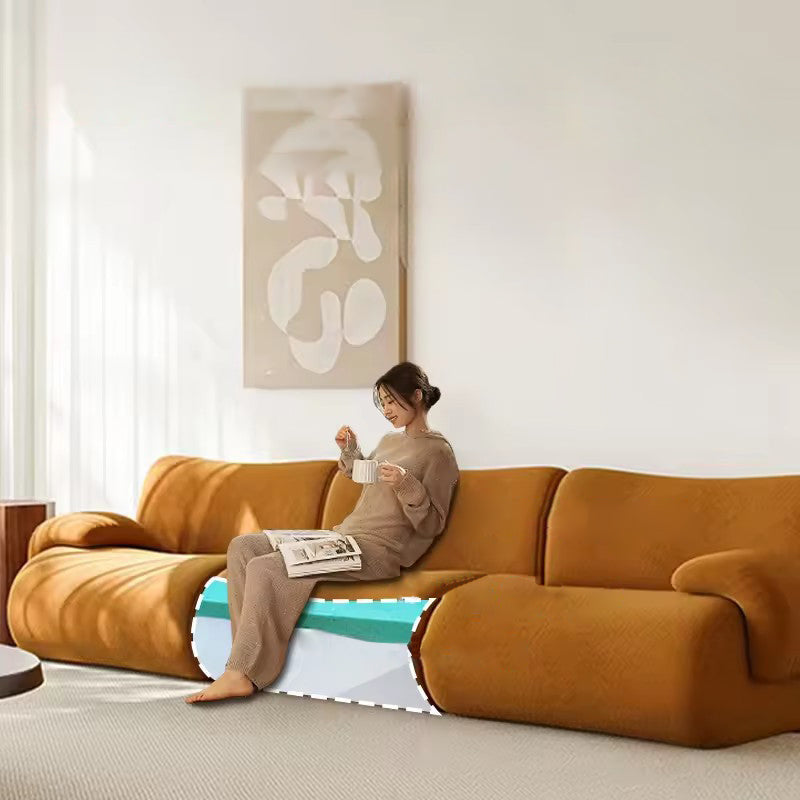 Contemporary Nordic Modular Fabric Compressed Sofa - Rounded 3-Section Accent Chair For Living Room