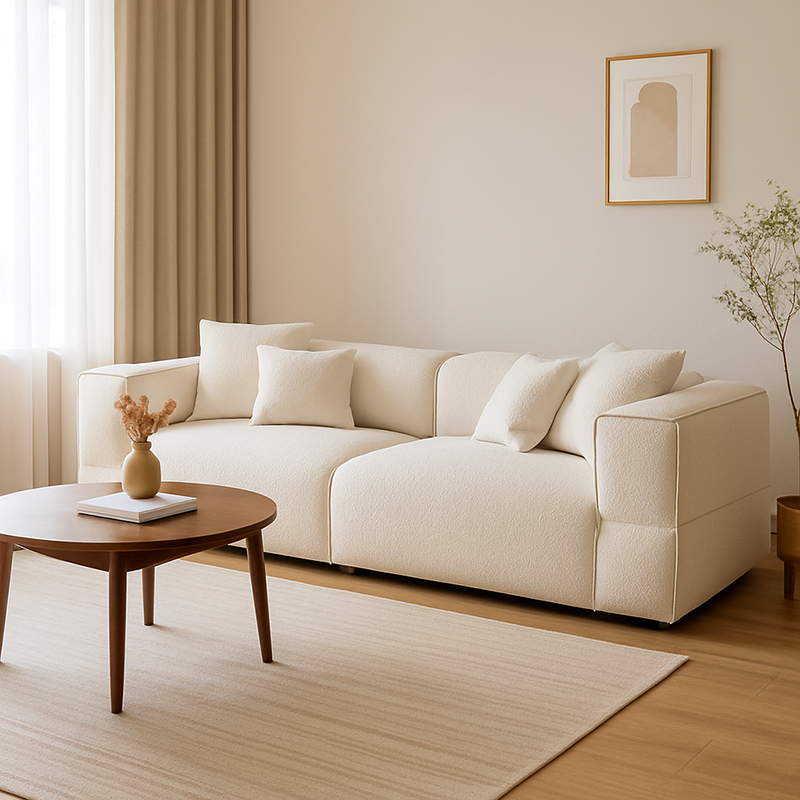 Modern Minimalist Compressed Fabric Sofa - Integrated Soft-Pack Square Accent Sofa For Living Room