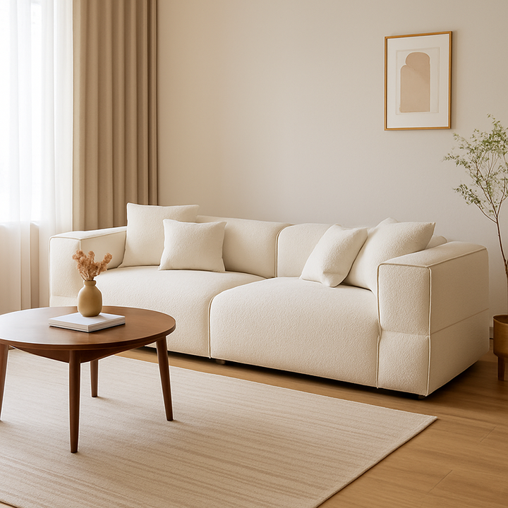 Modern Minimalist Compressed Fabric Sofa - Integrated Soft-Pack Square Accent Sofa For Living Room
