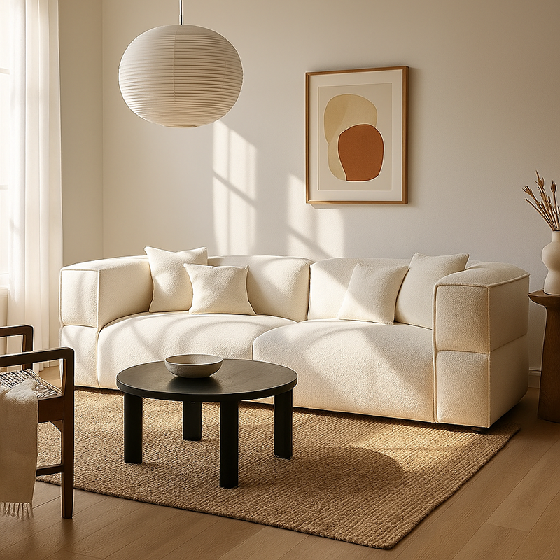 Modern Minimalist Compressed Fabric Sofa - Integrated Soft-Pack Square Accent Sofa For Living Room