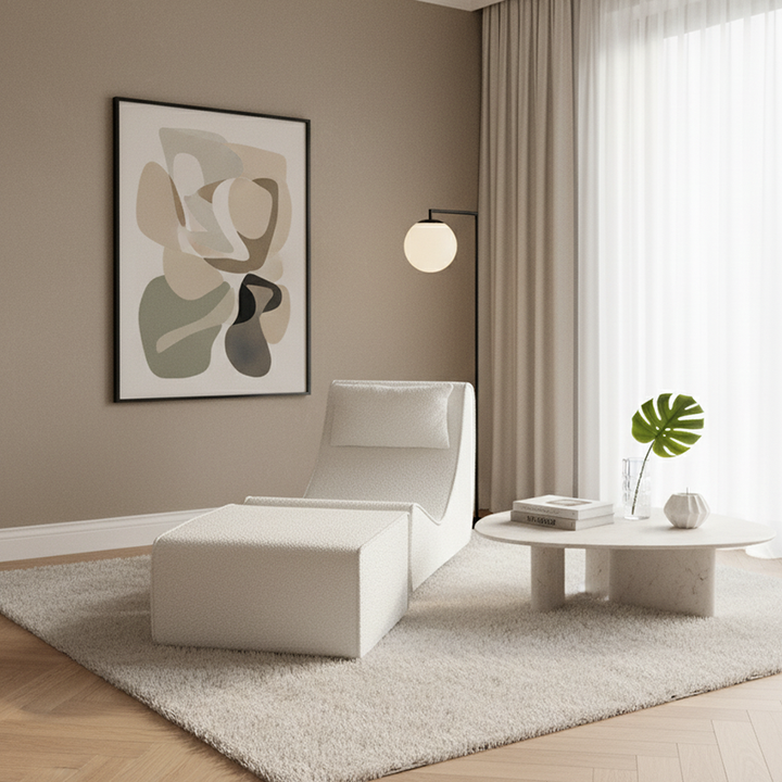 Canapé Sherpa compressé minimaliste moderne - fauteuil lounge en S incurvé en forme de vague pour salon 