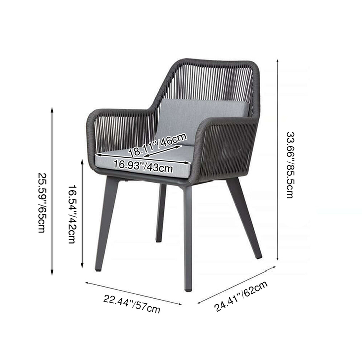 Küstenstil Outdoor-Esszimmerstuhl - 1-Sitzer Robuster Aluminiumrahmen für Außenbereich &amp; Garten 