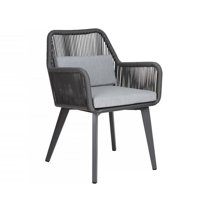Küstenstil Outdoor-Esszimmerstuhl - 1-Sitzer Robuster Aluminiumrahmen für Außenbereich &amp; Garten 