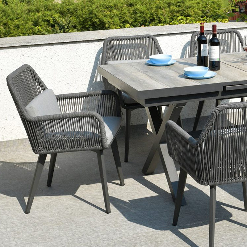 Küstenstil Outdoor-Esszimmerstuhl - 1-Sitzer Robuster Aluminiumrahmen für Außenbereich &amp; Garten 