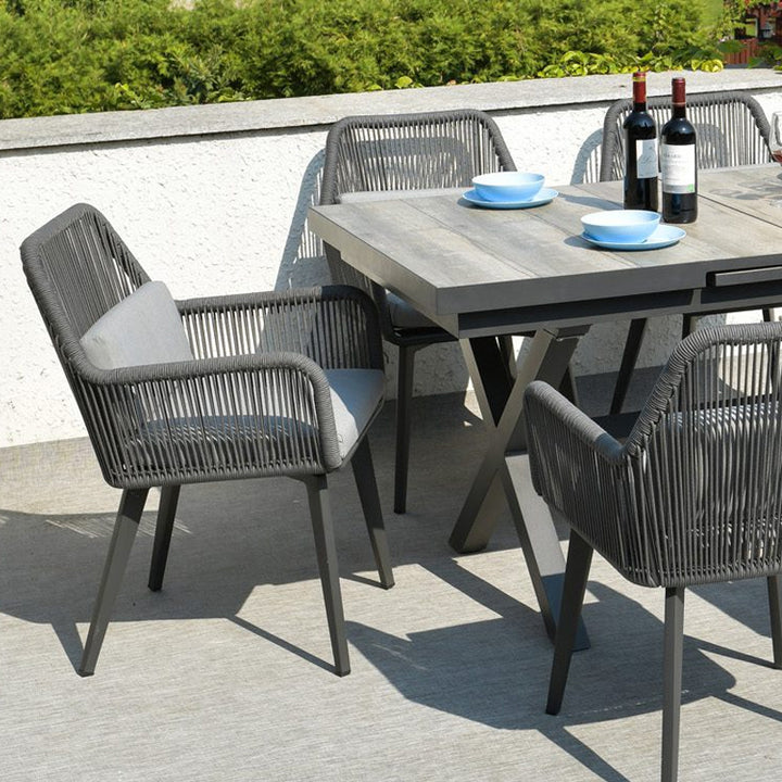 Küstenstil Outdoor-Esszimmerstuhl - 1-Sitzer Robuster Aluminiumrahmen für Außenbereich &amp; Garten 
