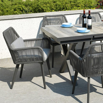 Coastal Style Outdoor Dining Chair - 1-Seater Sturdy Aluminum Frame For Outdoor Patio & Garden