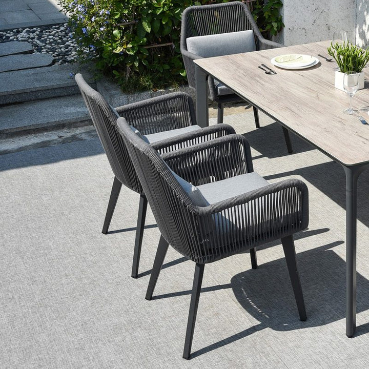 Küstenstil Outdoor-Esszimmerstuhl - 1-Sitzer Robuster Aluminiumrahmen für Außenbereich &amp; Garten 