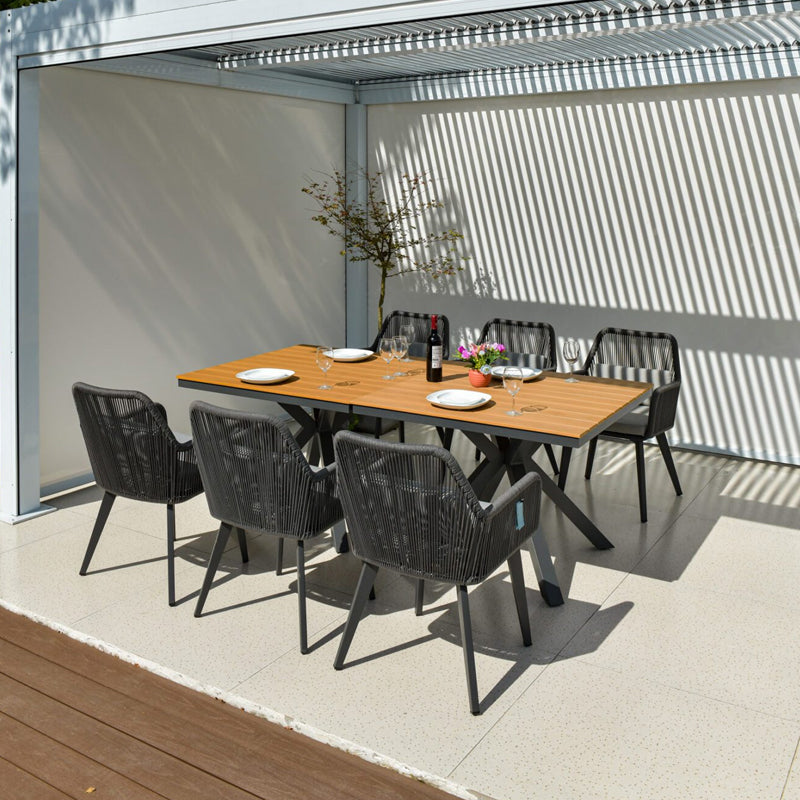Küstenstil Outdoor-Esszimmerstuhl - 1-Sitzer Robuster Aluminiumrahmen für Außenbereich &amp; Garten 