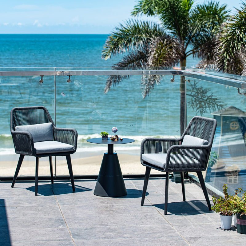 Coastal Style Outdoor Dining Chair - 1-Seater Sturdy Aluminum Frame For Outdoor Patio & Garden