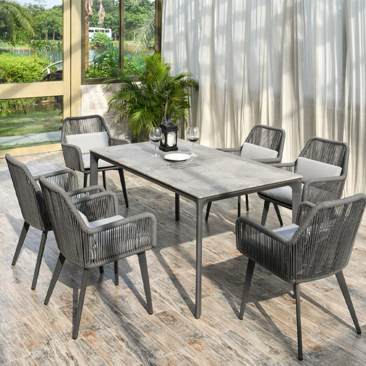 Küstenstil Outdoor-Esszimmerstuhl - 1-Sitzer Robuster Aluminiumrahmen für Außenbereich &amp; Garten 