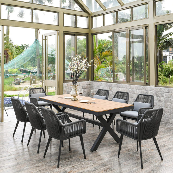Küstenstil Outdoor-Esszimmerstuhl - 1-Sitzer Robuster Aluminiumrahmen für Außenbereich &amp; Garten 