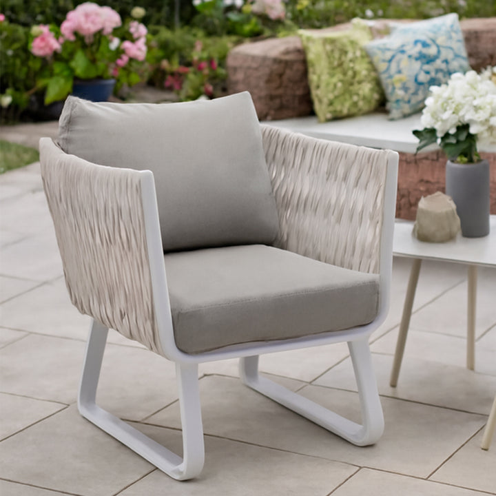 Chaise d'appoint d'extérieur Fresh Vibe Coastal - Chaise extérieure 1 place résistante aux intempéries pour patio et jardin 