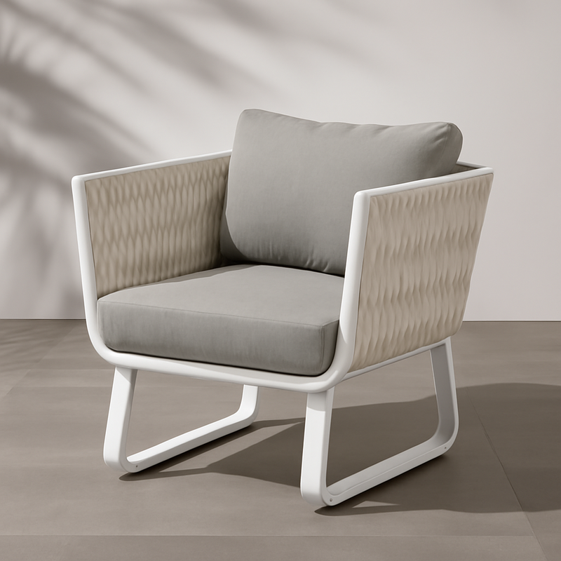 Fresh Vibe Coastal Outdoor Accent Chair - 1-Seater Weather-Resistant Outdoor Chair For Outdoor Patio & Garden