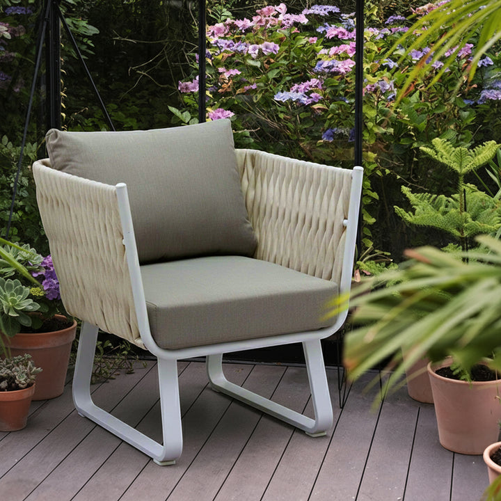 Chaise d'appoint d'extérieur Fresh Vibe Coastal - Chaise extérieure 1 place résistante aux intempéries pour patio et jardin 