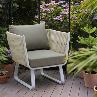 Fresh Vibe Coastal Outdoor Accent Chair - 1-Seater Weather-Resistant Outdoor Chair For Outdoor Patio & Garden