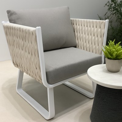 Fresh Vibe Coastal Outdoor Accent Chair - 1-Seater Weather-Resistant Outdoor Chair For Outdoor Patio & Garden