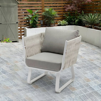 Fresh Vibe Coastal Outdoor Accent Chair - 1-Seater Weather-Resistant Outdoor Chair For Outdoor Patio & Garden