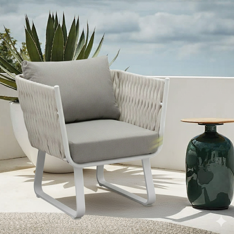 Fresh Vibe Coastal Outdoor Accent Chair - 1-Seater Weather-Resistant Outdoor Chair For Outdoor Patio & Garden