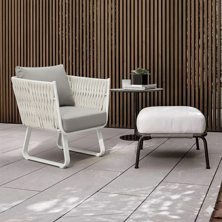 Chaise d'appoint d'extérieur Fresh Vibe Coastal - Chaise extérieure 1 place résistante aux intempéries pour patio et jardin 