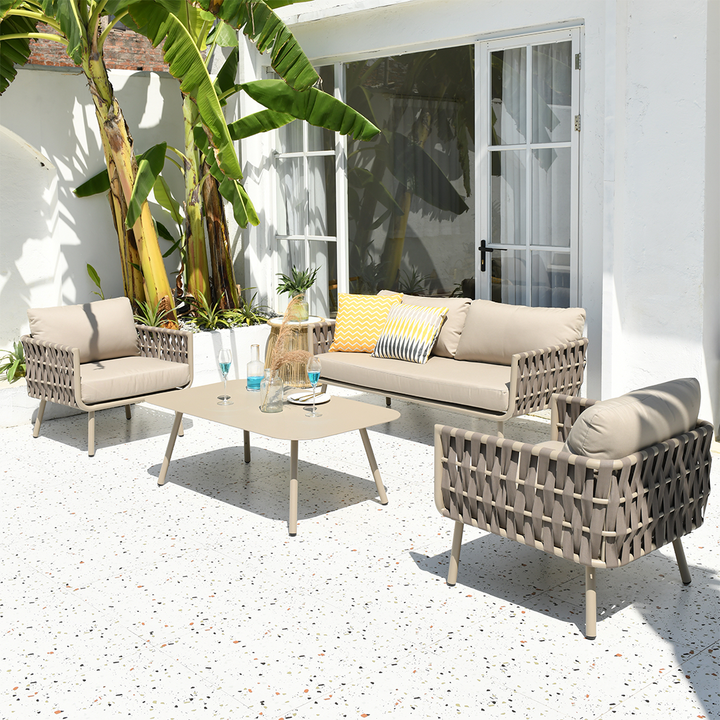 Waterproof Coastal-Inspired Aluminum Outdoor Sofa - 1/2/3-Seater For Garden &amp; Balcony