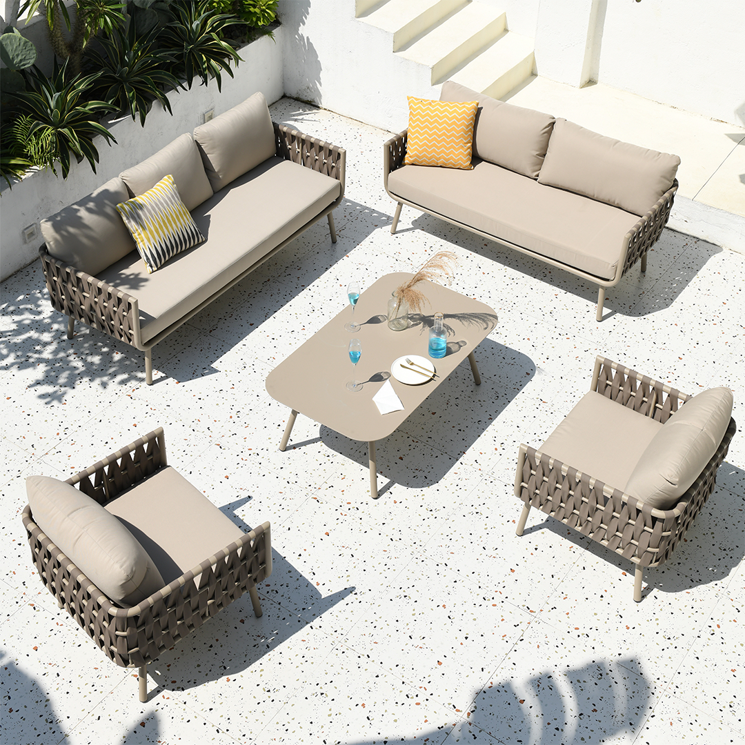 Waterproof Coastal-Inspired Aluminum Outdoor Sofa - 1/2/3-Seater For Garden &amp; Balcony