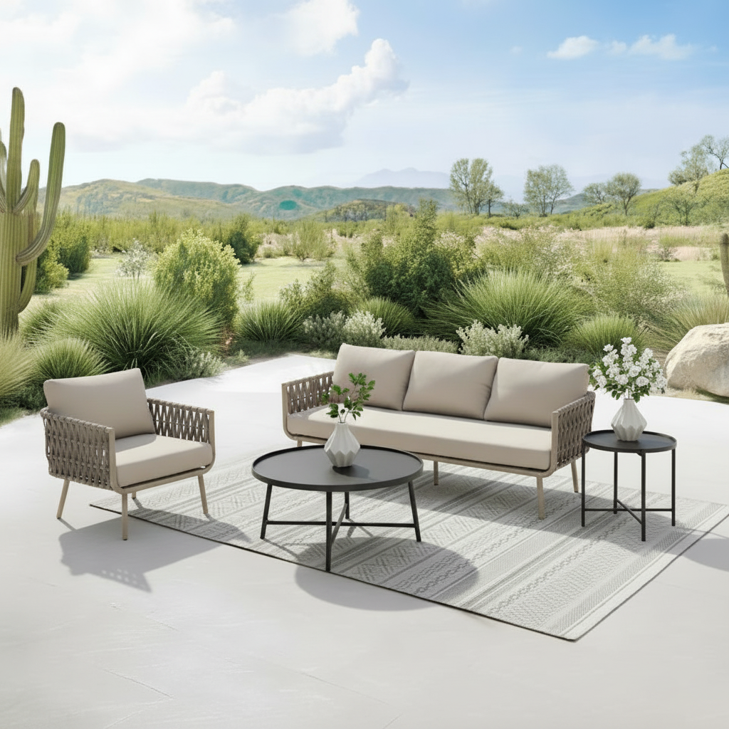 Waterproof Coastal-Inspired Aluminum Outdoor Sofa - 1/2/3-Seater For Garden &amp; Balcony