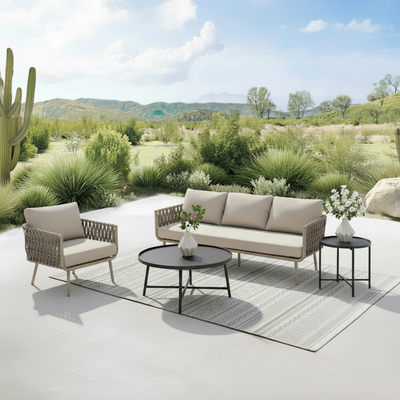 Waterproof Coastal-Inspired Aluminum Outdoor Sofa - 1/2/3-Seater For Garden & Balcony