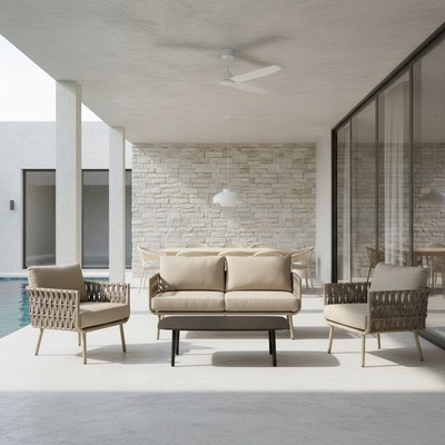 Waterproof Coastal-Inspired Aluminum Outdoor Sofa - 1/2/3-Seater For Garden & Balcony