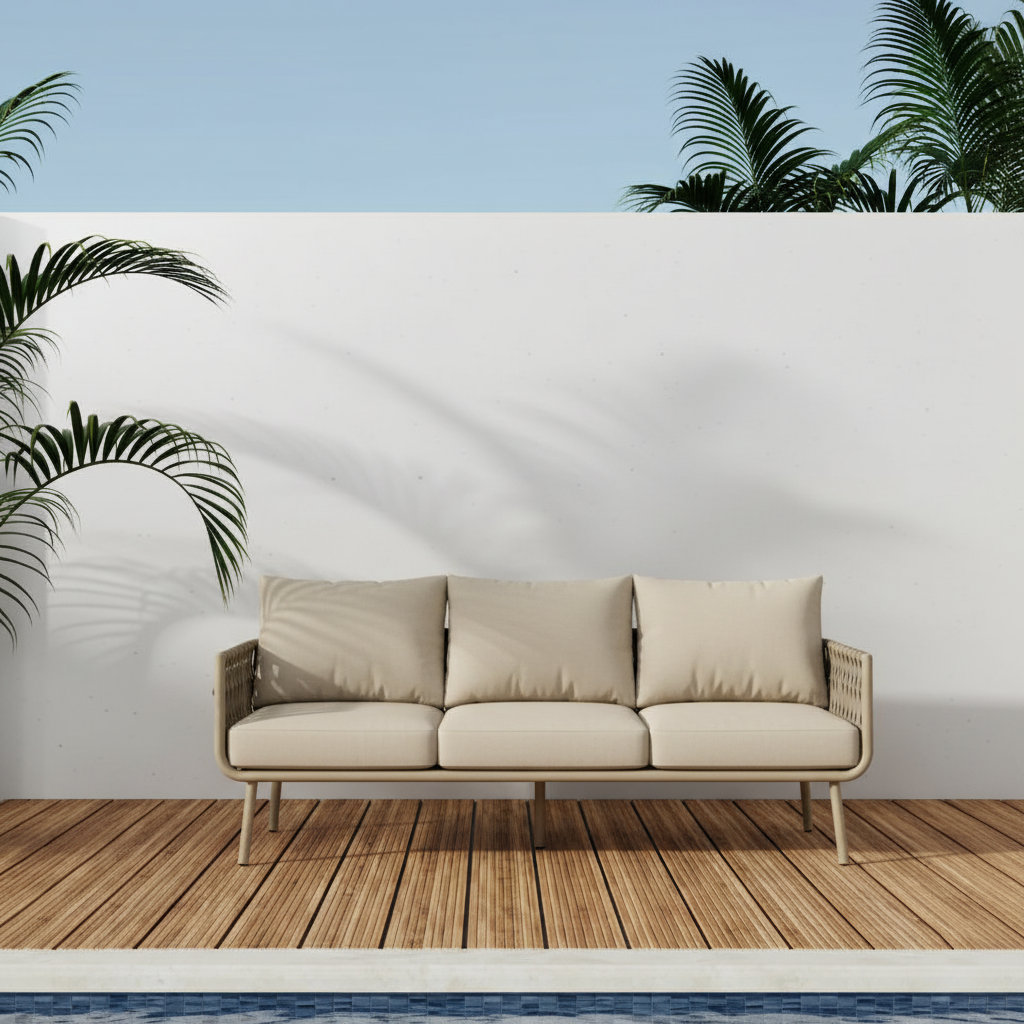Waterproof Coastal-Inspired Aluminum Outdoor Sofa - 1/2/3-Seater For Garden &amp; Balcony