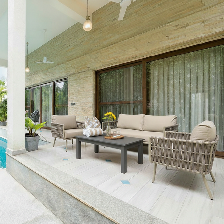 Waterproof Coastal-Inspired Aluminum Outdoor Sofa - 1/2/3-Seater For Garden &amp; Balcony