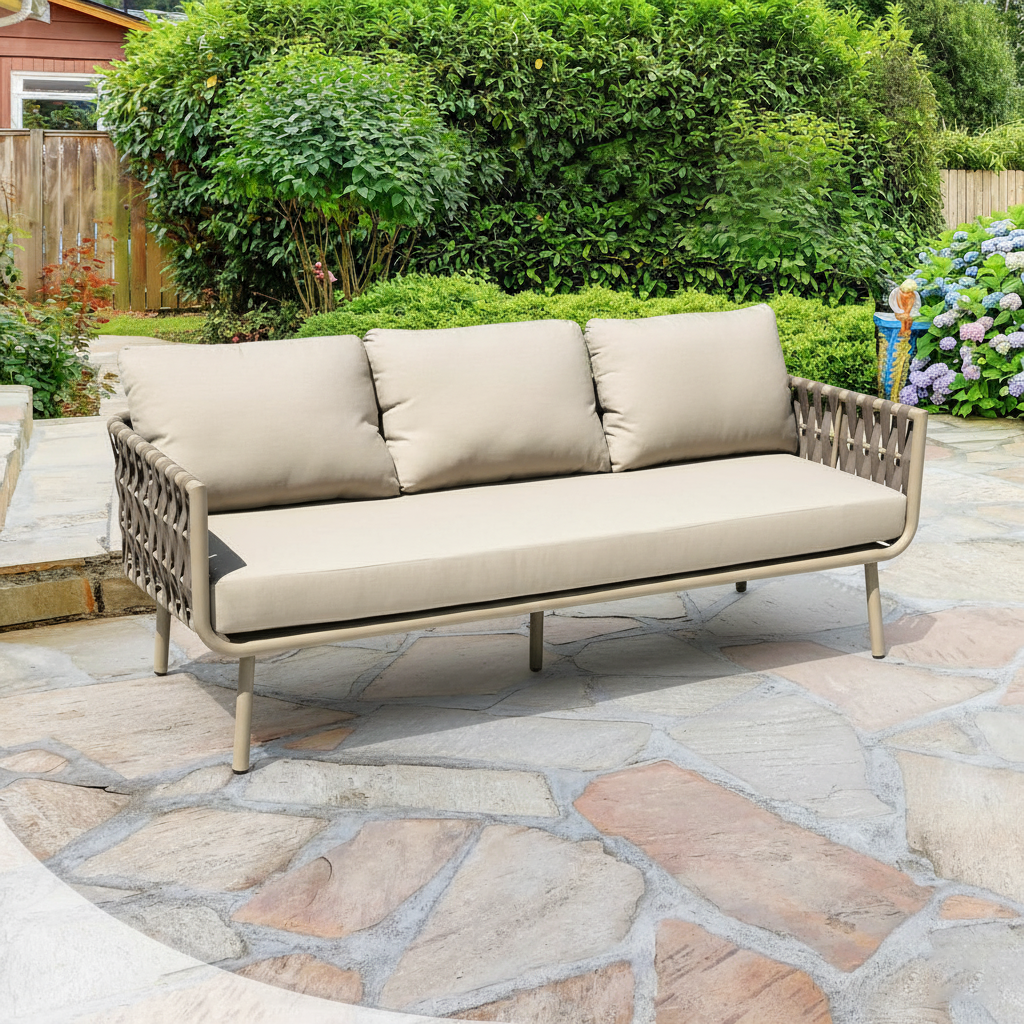 Waterproof Coastal-Inspired Aluminum Outdoor Sofa - 1/2/3-Seater For Garden &amp; Balcony
