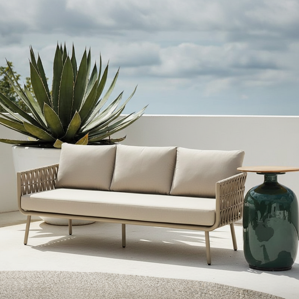 Waterproof Coastal-Inspired Aluminum Outdoor Sofa - 1/2/3-Seater For Garden &amp; Balcony