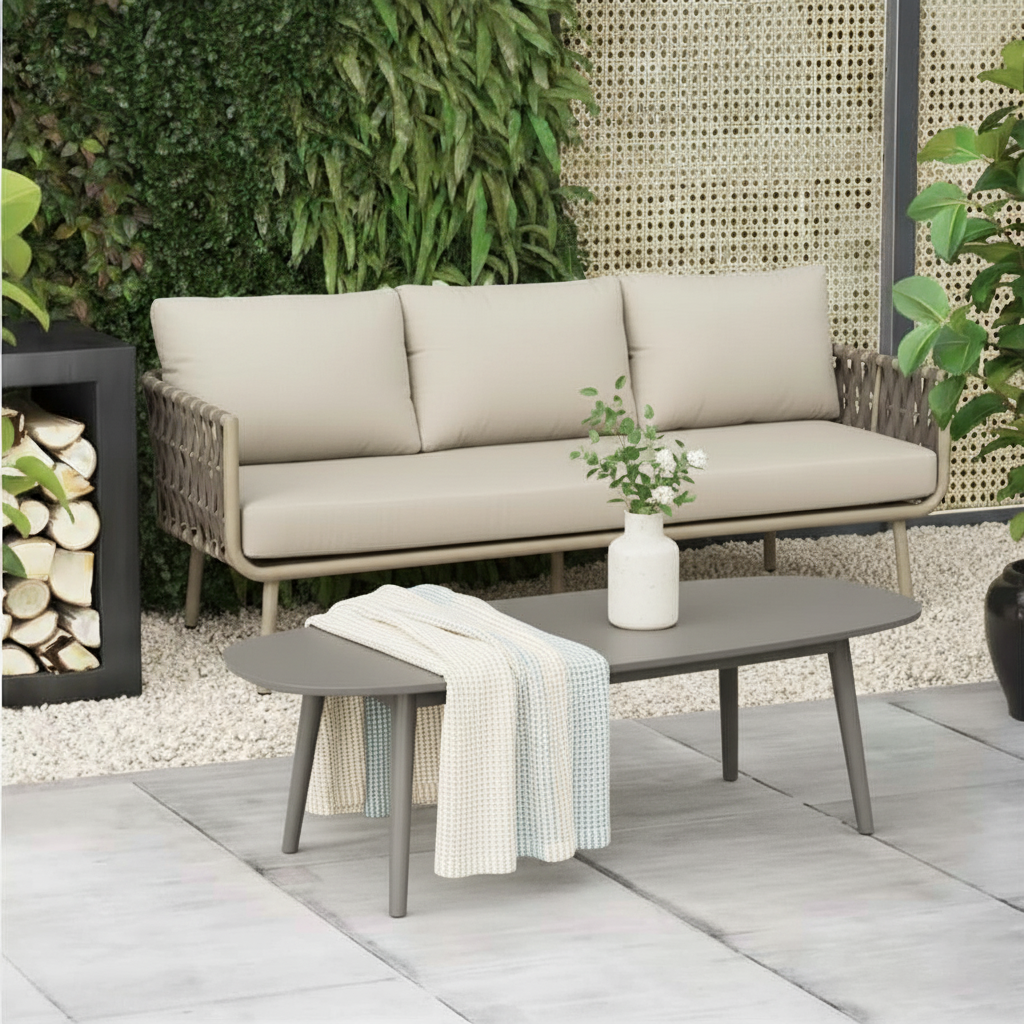 Waterproof Coastal-Inspired Aluminum Outdoor Sofa - 1/2/3-Seater For Garden &amp; Balcony