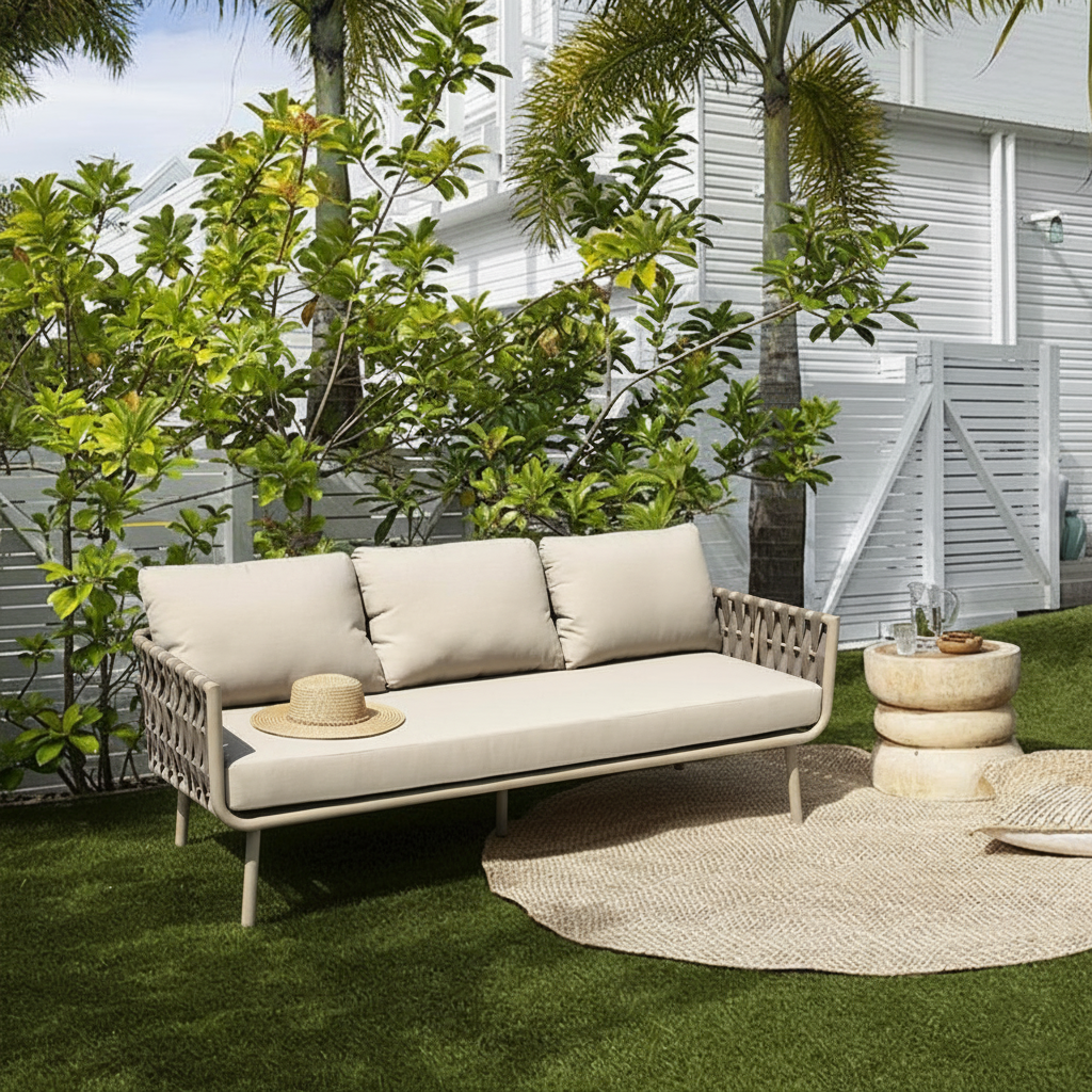 Waterproof Coastal-Inspired Aluminum Outdoor Sofa - 1/2/3-Seater For Garden &amp; Balcony