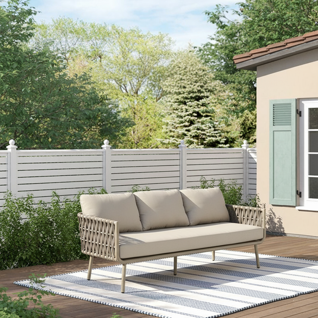 Waterproof Coastal-Inspired Aluminum Outdoor Sofa - 1/2/3-Seater For Garden &amp; Balcony